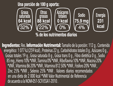 Pedazo de Ribeye de res Choice nutritional facts