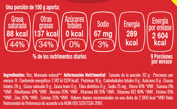 Carne Picada de Res Pulpa Bola nutritional facts