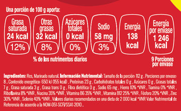 Cubos de Res de Pulpa Bola nutritional facts