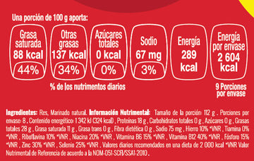 Carne Picada Pulpa Negra nutritional facts