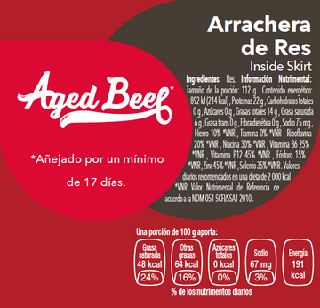Arrachera de Res Choice Inside Skirt nutritional facts