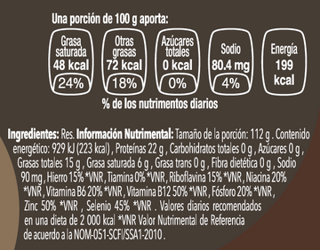 Picaña de res Black Angus nutritional facts