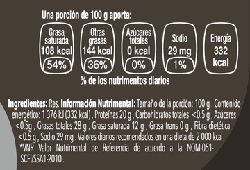Costilla de res Prime nutritional facts