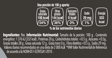 Tapa de Ribeye de res Prime nutritional facts