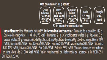 New York corte grueso nutritional facts