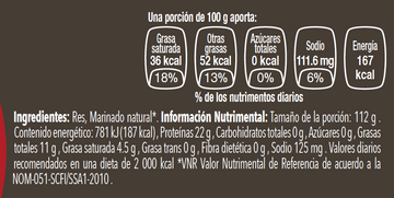 Rabo de res nutritional facts