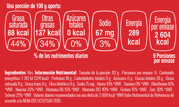 Carne Molida de Res 93/7 nutritional facts