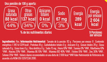 Carne Molida de Res 85/15 nutritional facts