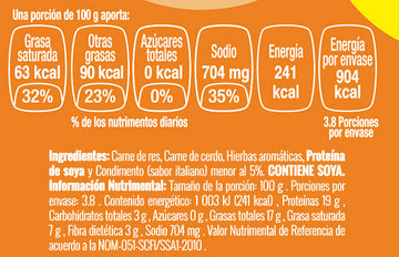 Albóndigas a las Hierbas Finas nutritional facts