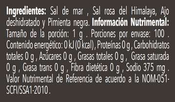 Sal parrillera nutritional facts