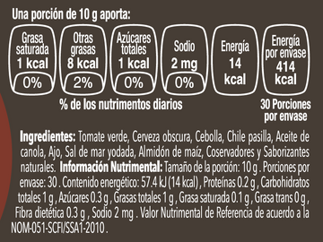 Salsa borracha nutritional facts