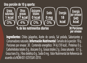 Salsa de chile jalapeño nutritional facts