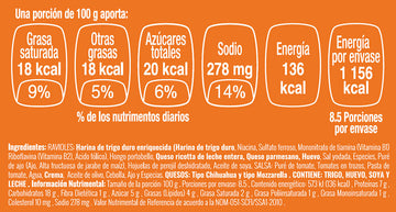 Ravioles Rellenos de Portobelo nutritional facts