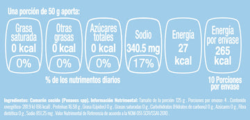 Camarón Cocido 51/60 con Cola nutritional facts