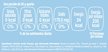 Camarón Cocido 71/90 sin Cola nutritional facts