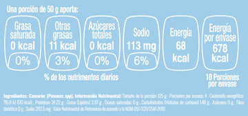 Camarón Crudo U15 sin Cabeza nutritional facts